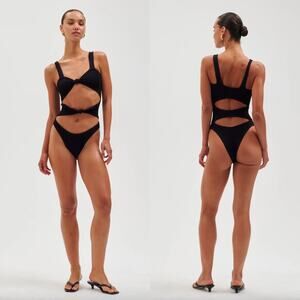 Ronny Kobo x Reina Olga Corset Knot One Piece - Black - One Size - Italian Made